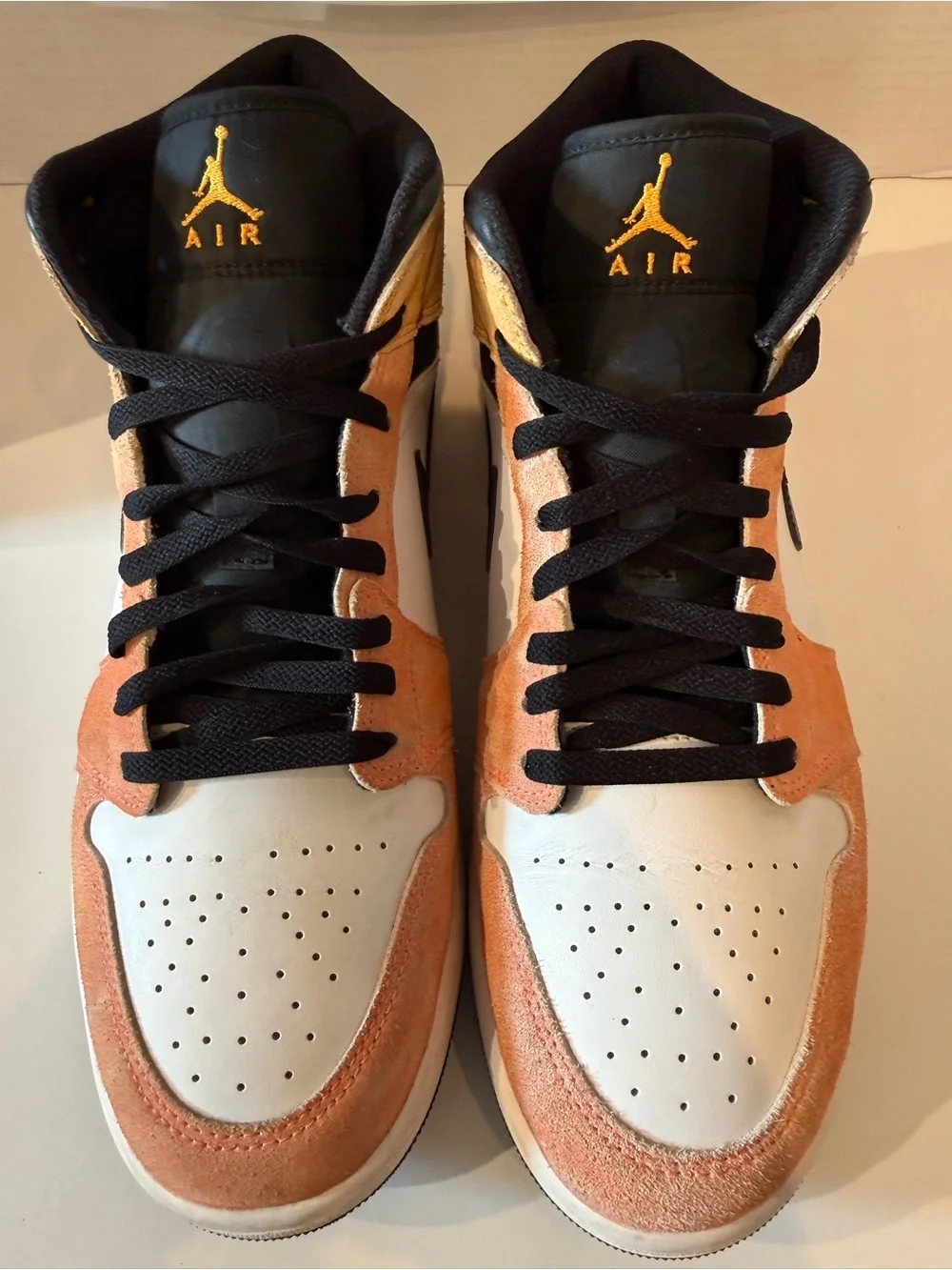 Air Jordan 1 Fight Club Mid Men's Sneakers - Black, White, Tan, Peach